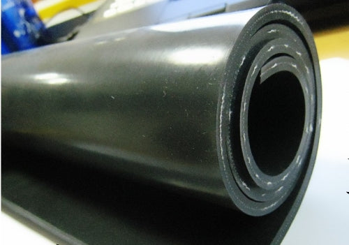 Black 1 Ply Insertion Commercial Rubber Sheet Reinforced Natural/SBR Blend, 65° Shore A Hardness, 1.4m Width, Various Thicknesses - Linear Metre