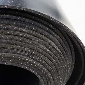 Black 1 Ply Insertion Commercial Rubber Sheet Reinforced Natural/SBR Blend, 65° Shore A Hardness, 1.4m Width, Various Thicknesses - Linear Metre