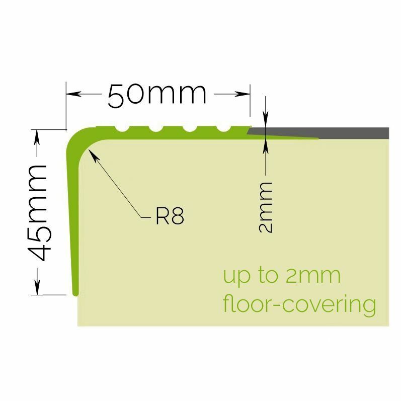 Rubber Stair Anti-Slip Nosing Angle Step Edge RO 50mm x 45mm